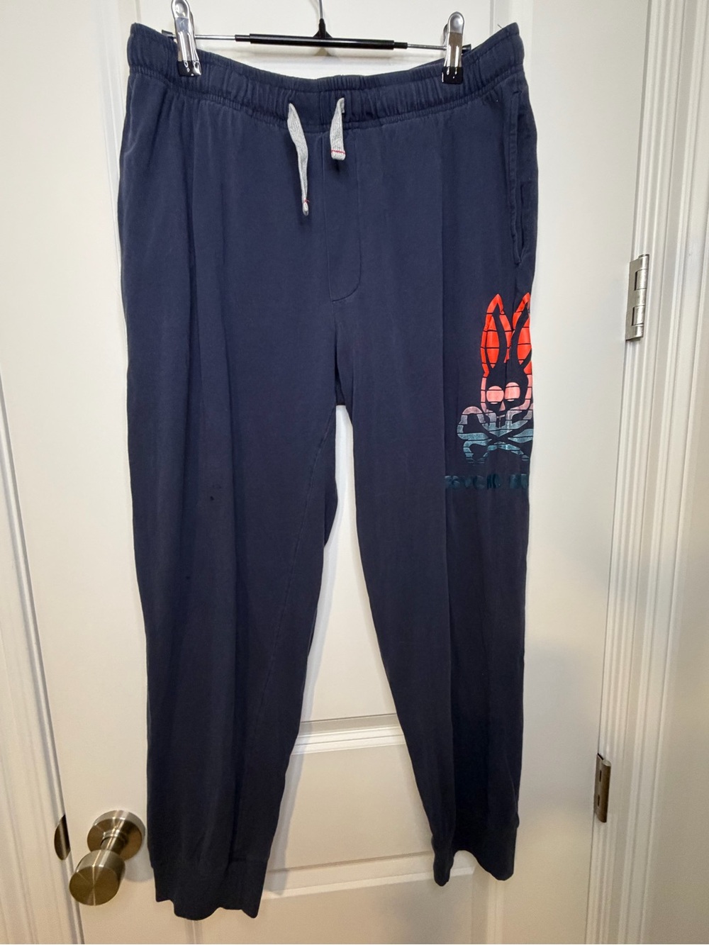 Psycho Bunny Men Navy Jogger Pants with Logo